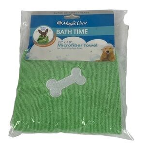 Magic Coat Bath Time Microfiber Towel 22"x18"‎ Green Small/Medium Dogs NEW